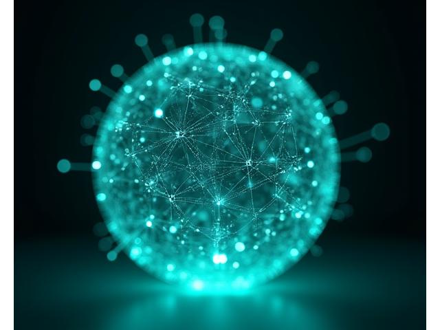 Un'interfaccia utente grafica astratta con nodi e connessioni, che rappresenta un algoritmo di raccomandazione personalizzato che analizza i dati dell'utente.