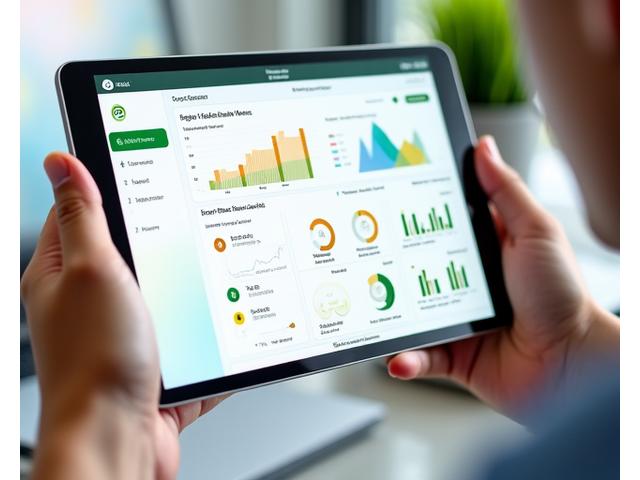 Dashboard di analisi dati complessa su uno schermo di tablet, con grafici e metriche di engagement utente, mostrando l'efficacia delle raccomandazioni.