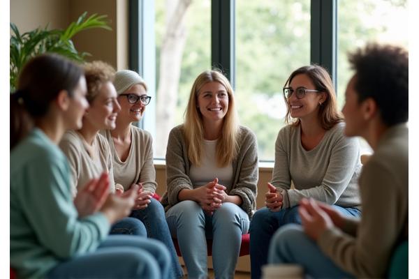 Gruppo di persone di diverse età che si supportano in un ambiente sereno